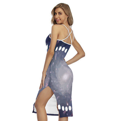 Lunar Phase Cycle Print Cross Back Cami Dress