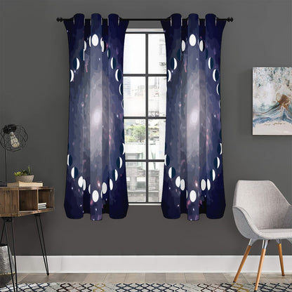 Lunar Phase Cycle Print Curtain