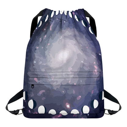 Lunar Phase Cycle Print Drawstring Backpack