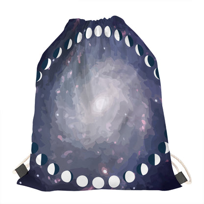 Lunar Phase Cycle Print Drawstring Bag