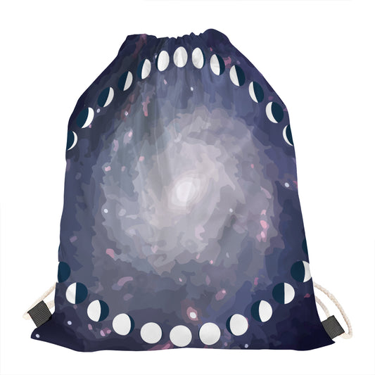 Lunar Phase Cycle Print Drawstring Bag