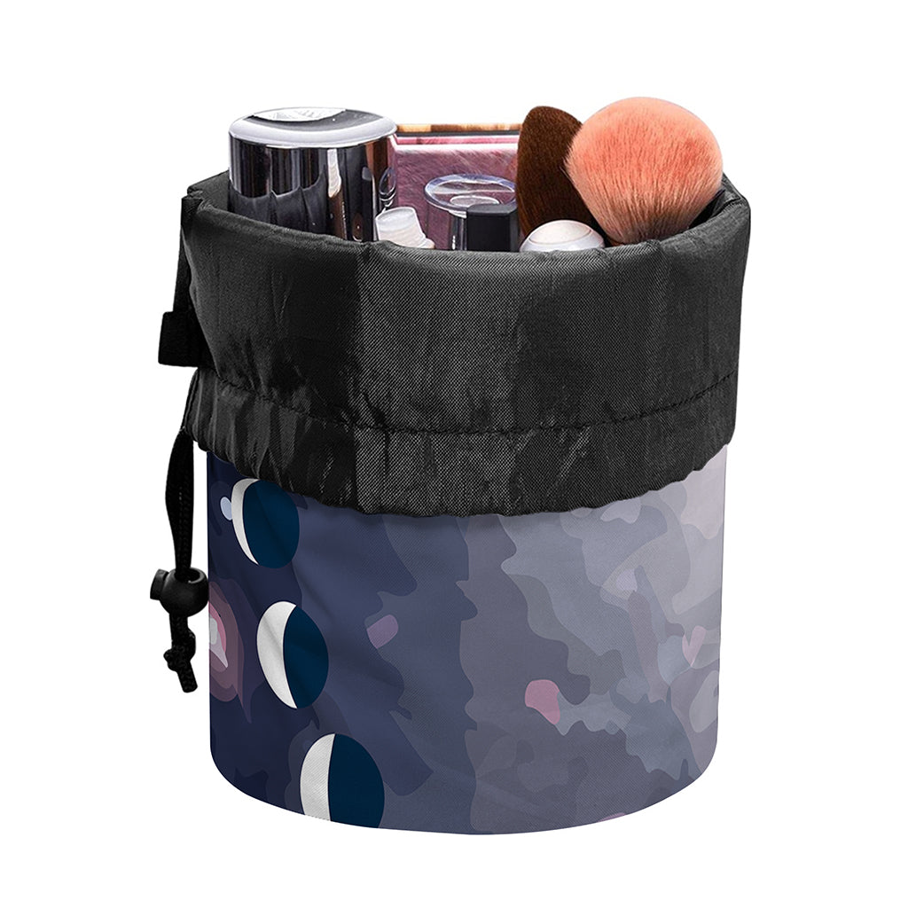 Lunar Phase Cycle Print Drawstring Makeup Bag