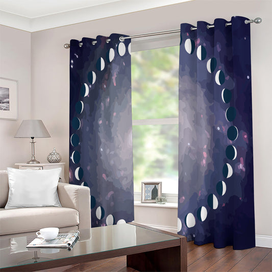 Lunar Phase Cycle Print Extra Wide Grommet Curtains