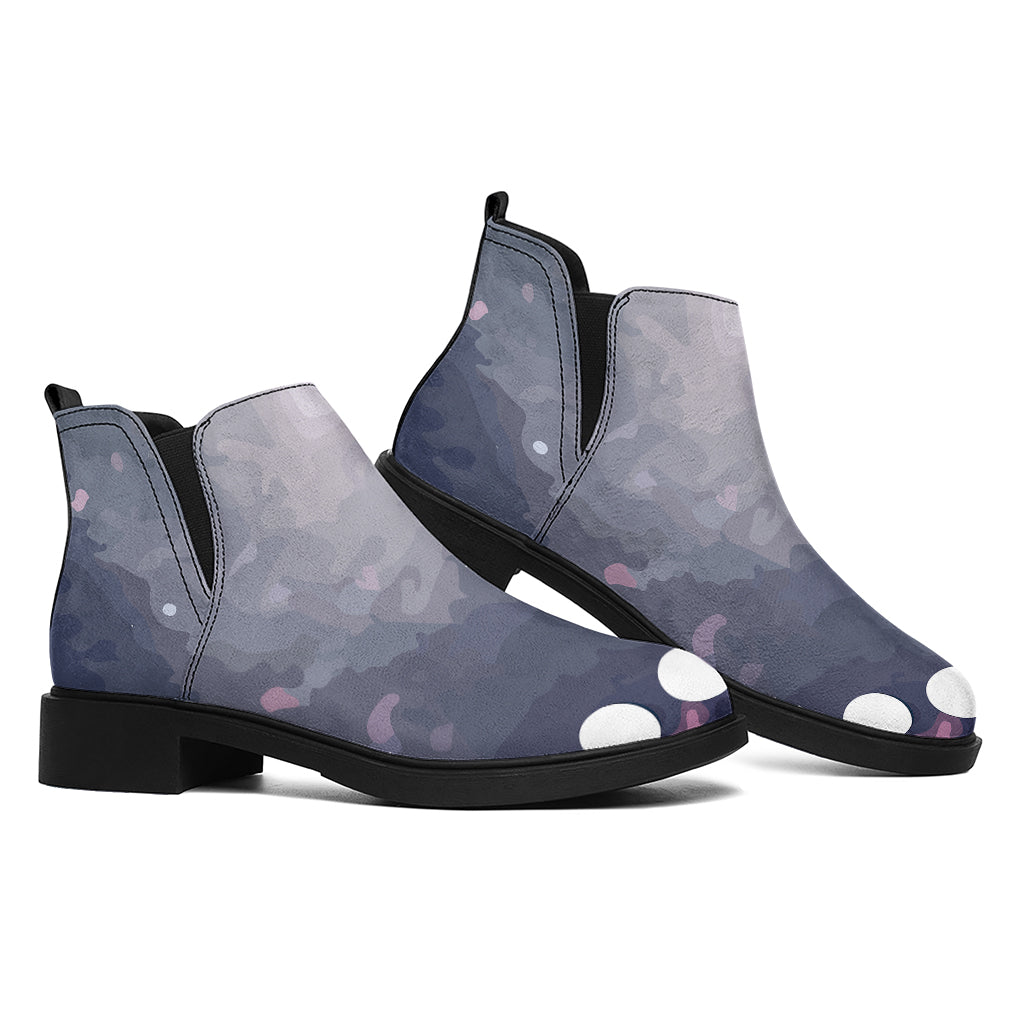 Lunar Phase Cycle Print Flat Ankle Boots