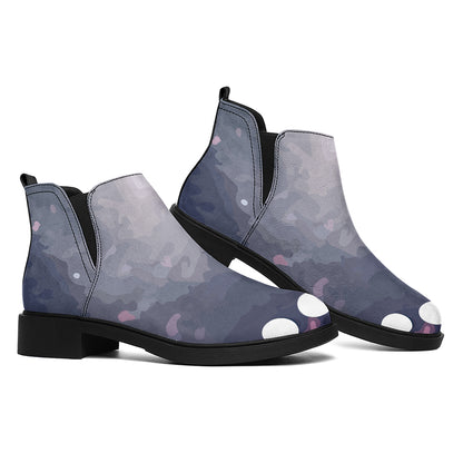Lunar Phase Cycle Print Flat Ankle Boots