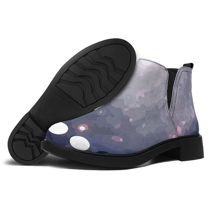Lunar Phase Cycle Print Flat Ankle Boots
