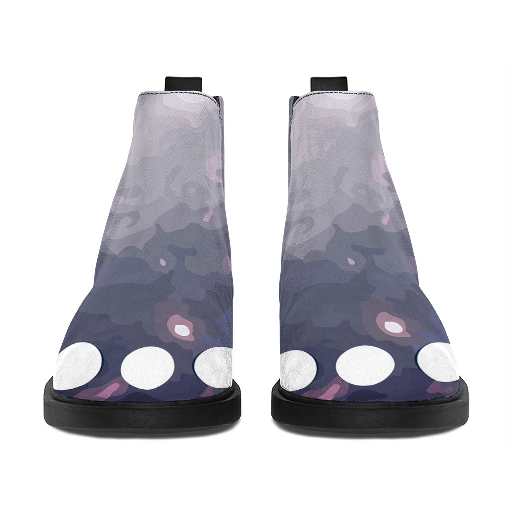 Lunar Phase Cycle Print Flat Ankle Boots
