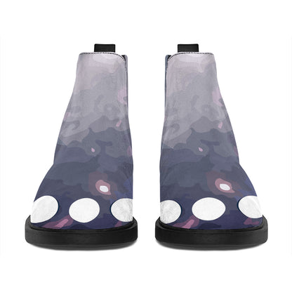Lunar Phase Cycle Print Flat Ankle Boots