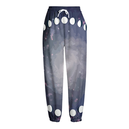 Lunar Phase Cycle Print Fleece Lined Knit Pants