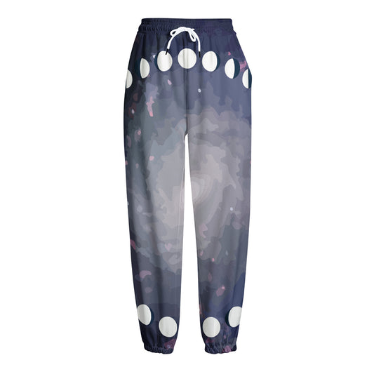 Lunar Phase Cycle Print Fleece Lined Knit Pants