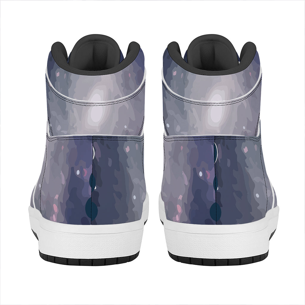 Lunar Phase Cycle Print High Top Leather Sneakers