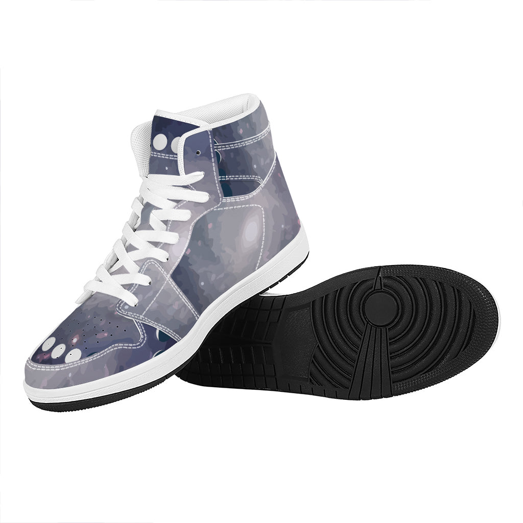 Lunar Phase Cycle Print High Top Leather Sneakers