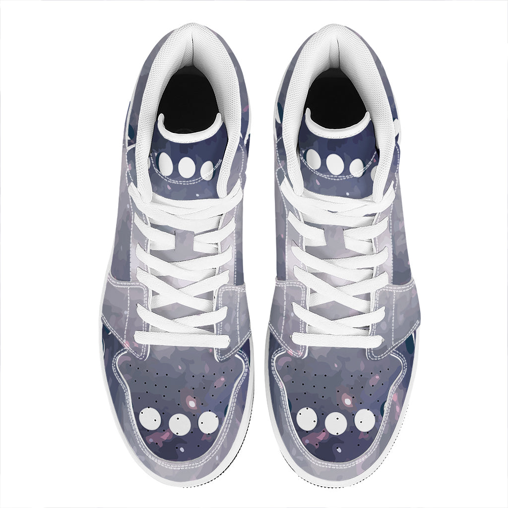 Lunar Phase Cycle Print High Top Leather Sneakers