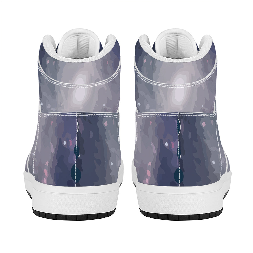 Lunar Phase Cycle Print High Top Leather Sneakers