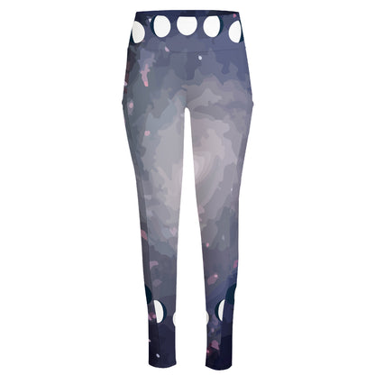 Lunar Phase Cycle Print High-Waisted Pocket Leggings