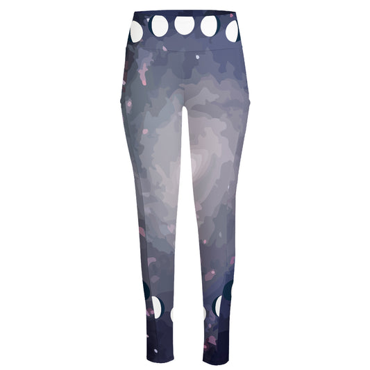 Lunar Phase Cycle Print High-Waisted Pocket Leggings