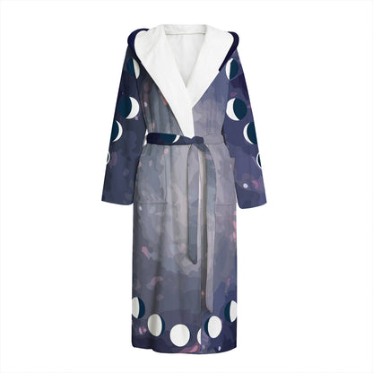 Lunar Phase Cycle Print Hooded Bathrobe