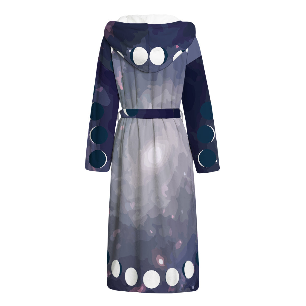 Lunar Phase Cycle Print Hooded Bathrobe