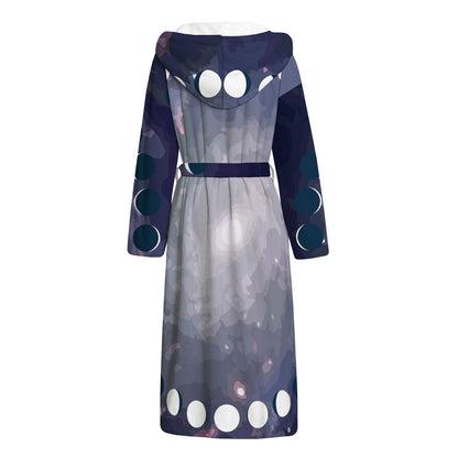 Lunar Phase Cycle Print Hooded Bathrobe