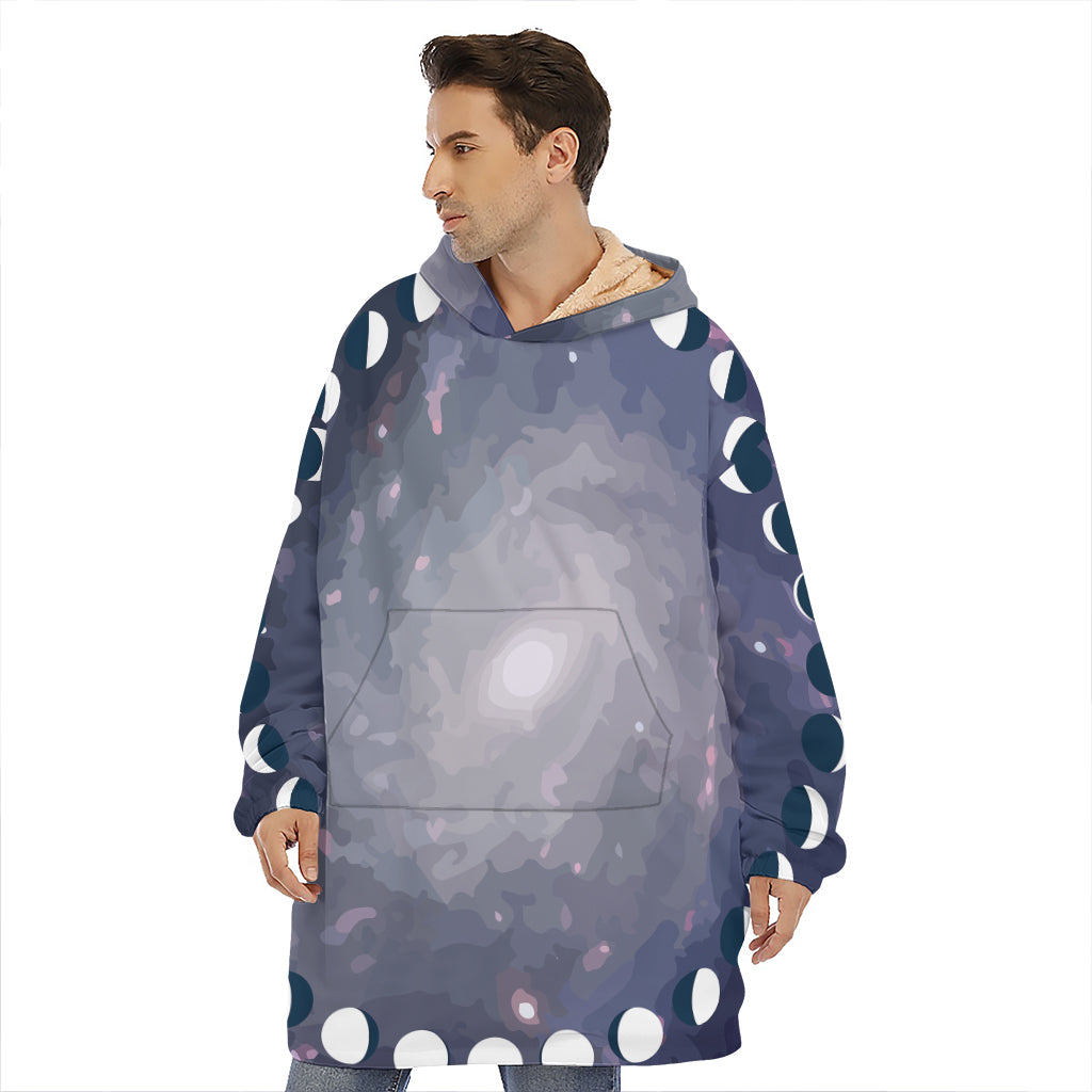 Lunar Phase Cycle Print Hoodie Blanket