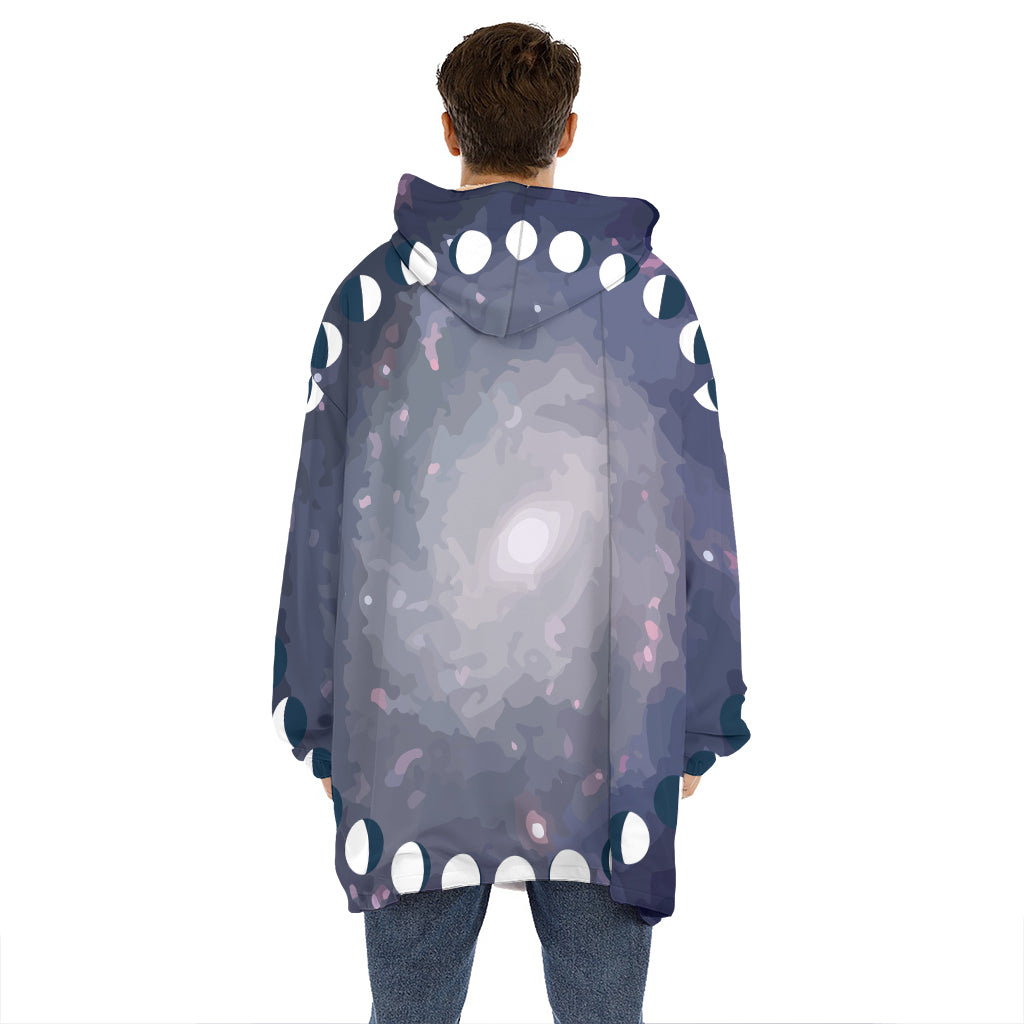 Lunar Phase Cycle Print Hoodie Blanket