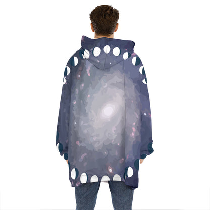 Lunar Phase Cycle Print Hoodie Blanket