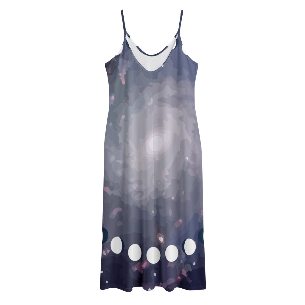 Lunar Phase Cycle Print Jersey Midi Cami Dress