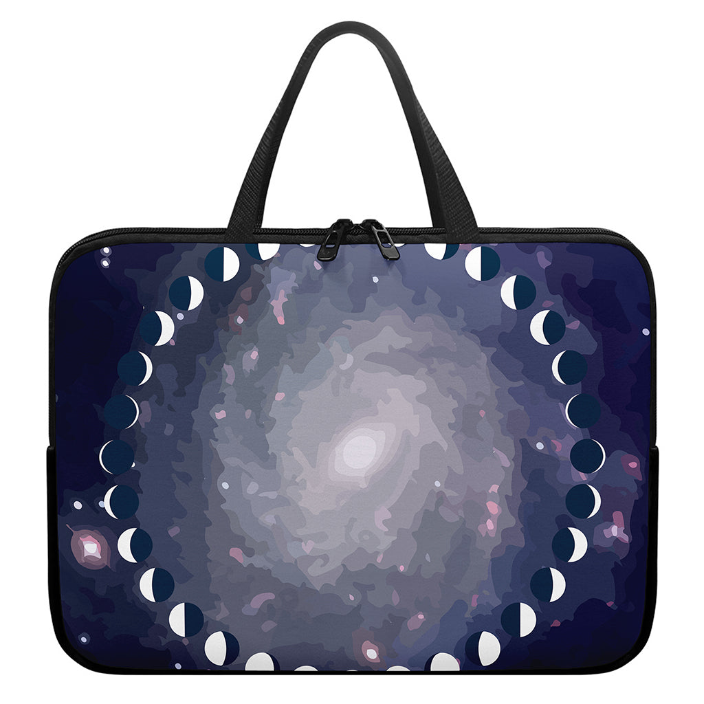 Lunar Phase Cycle Print Laptop Sleeve With Handle