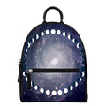 Lunar Phase Cycle Print Leather Backpack