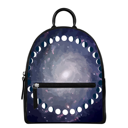 Lunar Phase Cycle Print Leather Backpack