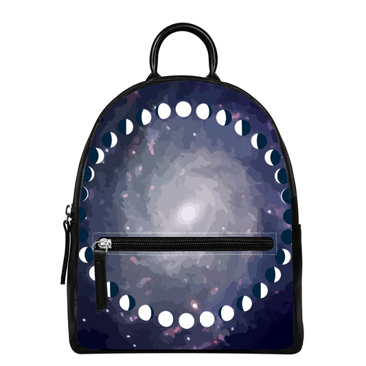 Lunar Phase Cycle Print Leather Backpack