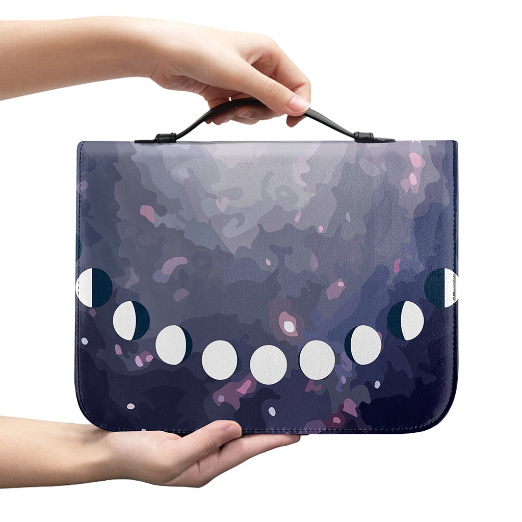 Lunar Phase Cycle Print Leather Bible Cover