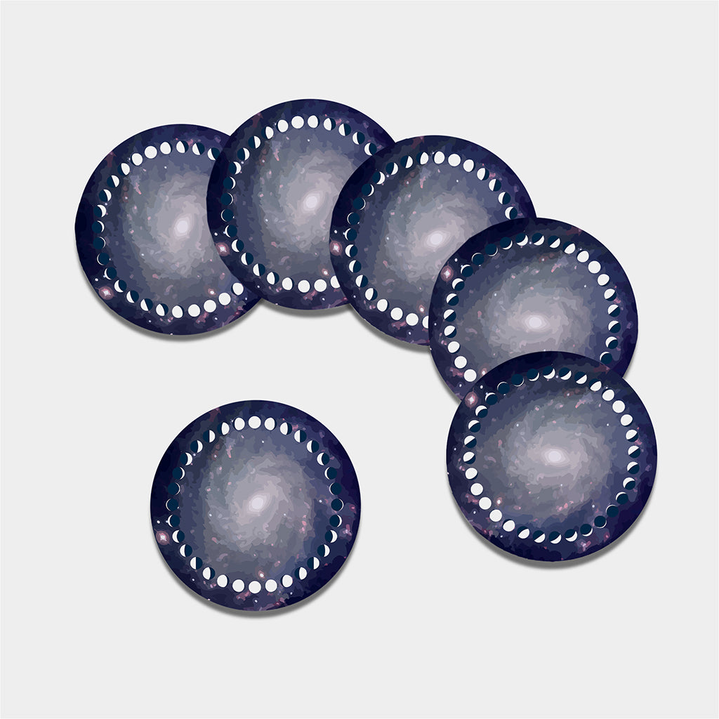 Lunar Phase Cycle Print Leather Coaster Set