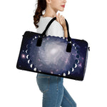 Lunar Phase Cycle Print Leather Duffle Bag