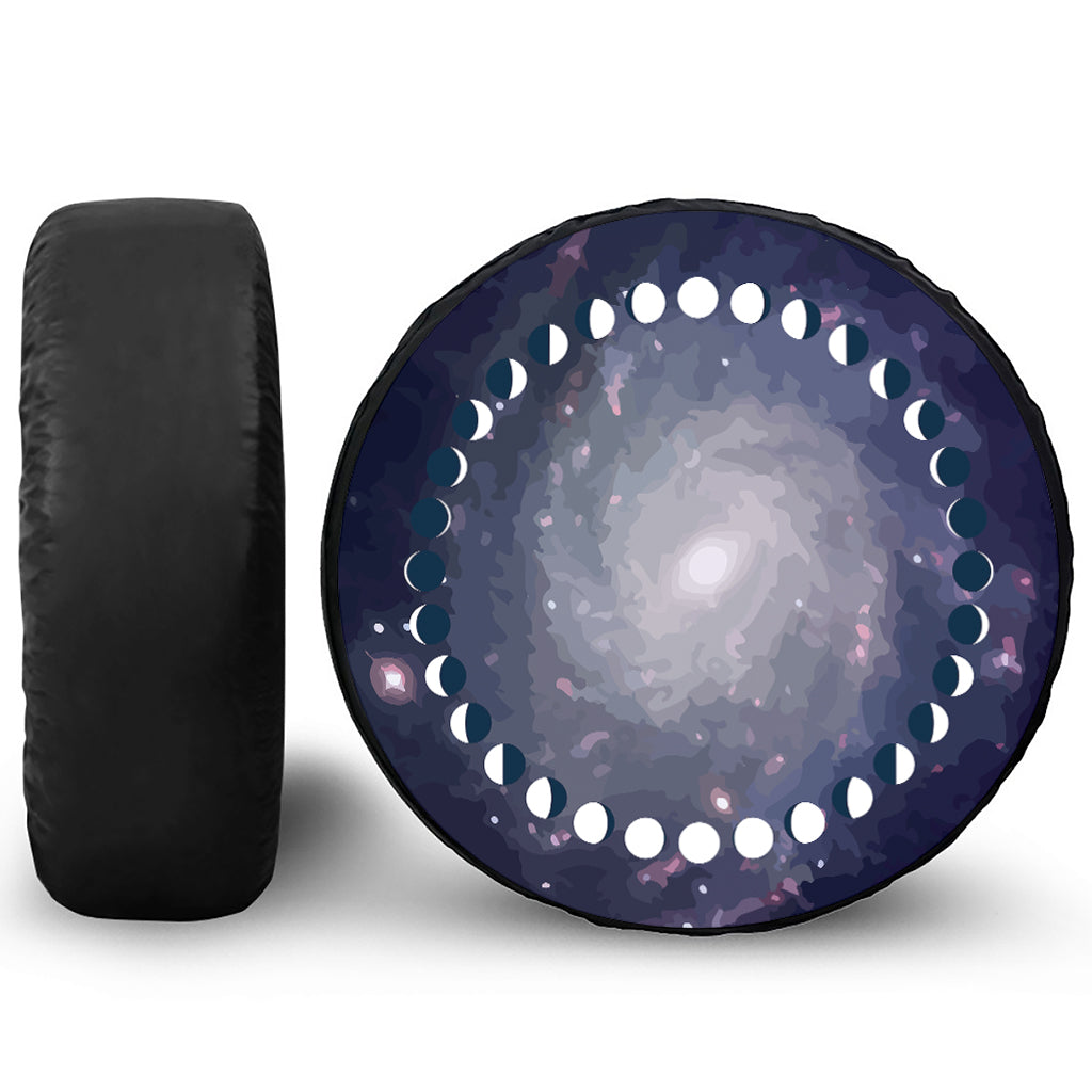 Lunar Phase Cycle Print Leather Spare Tire Cover