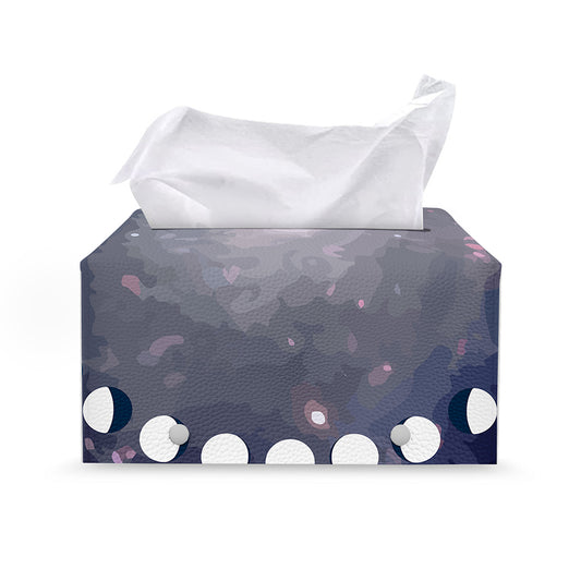 Lunar Phase Cycle Print Leather Tissue Box Cover