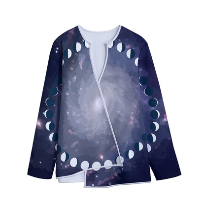 Lunar Phase Cycle Print Long Sleeve Short Coat