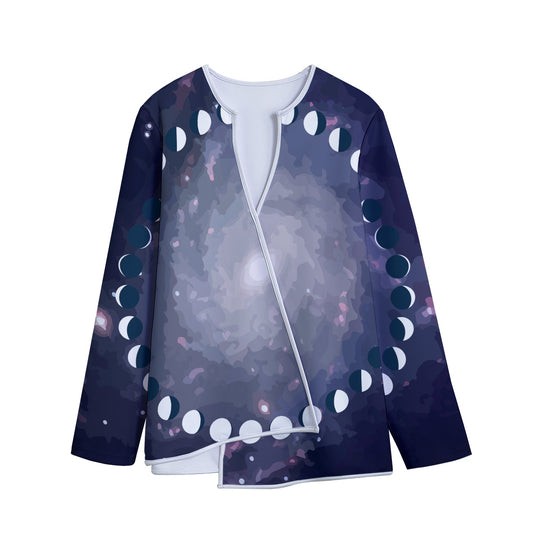 Lunar Phase Cycle Print Long Sleeve Short Coat