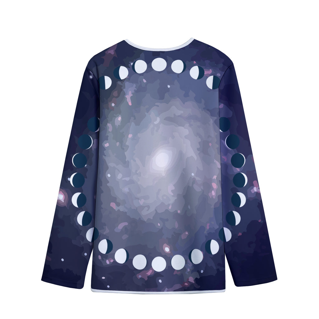 Lunar Phase Cycle Print Long Sleeve Short Coat