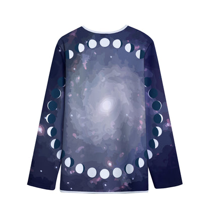 Lunar Phase Cycle Print Long Sleeve Short Coat
