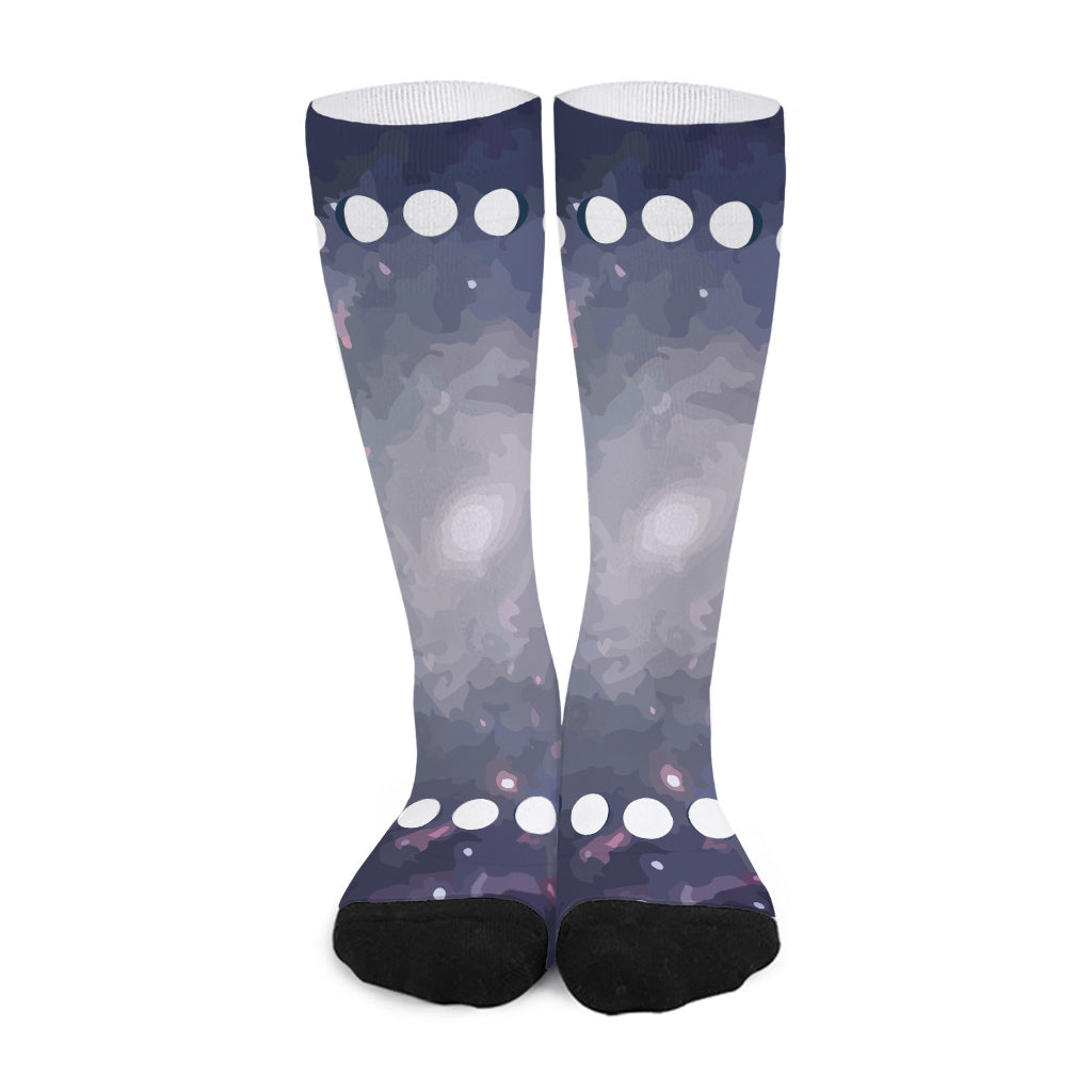Lunar Phase Cycle Print Long Socks