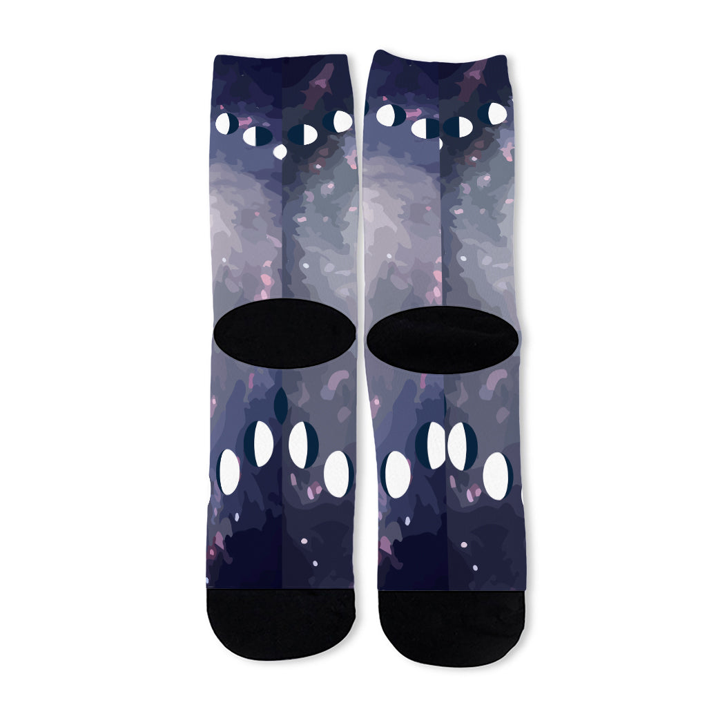 Lunar Phase Cycle Print Long Socks
