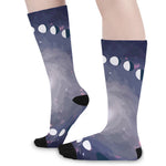 Lunar Phase Cycle Print Long Socks