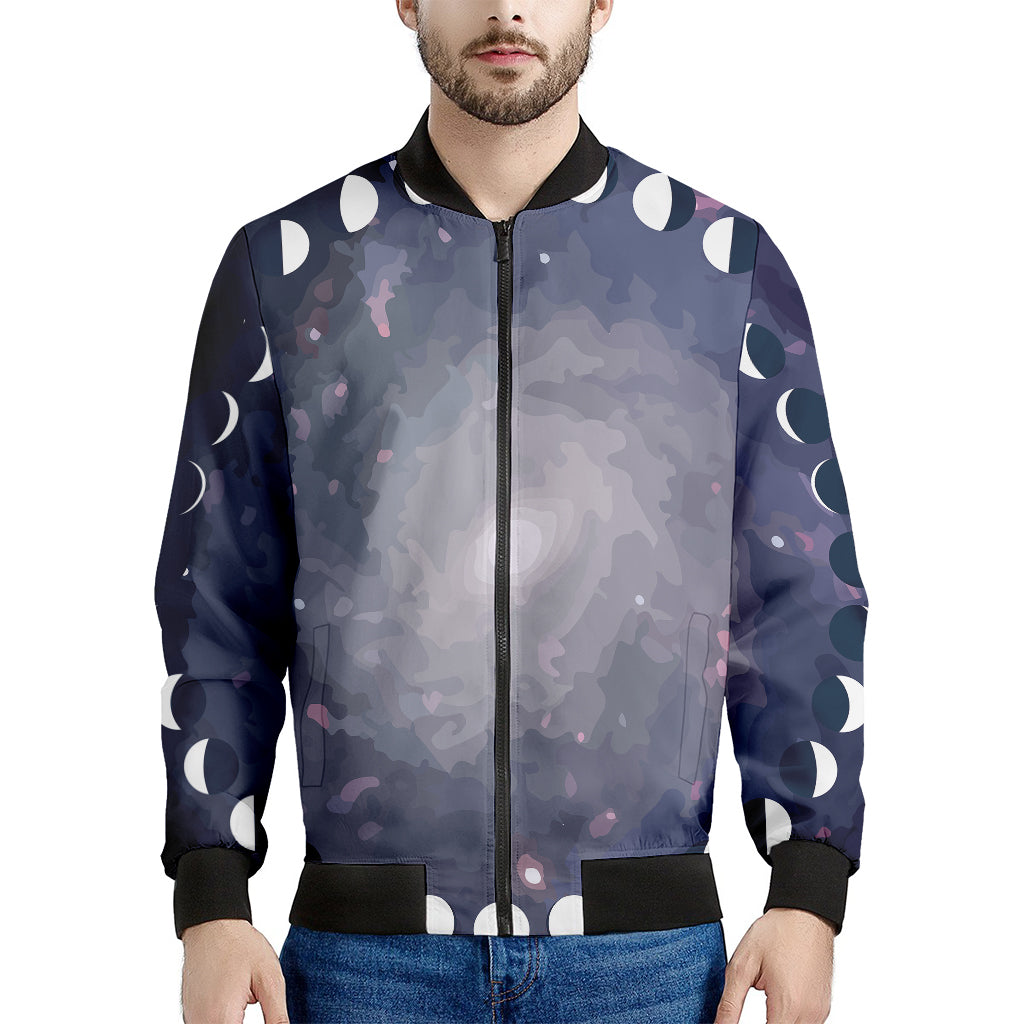 Lunar Phase Cycle Print Men's Bomber Jacket