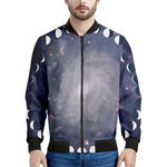 Lunar Phase Cycle Print Men's Bomber Jacket