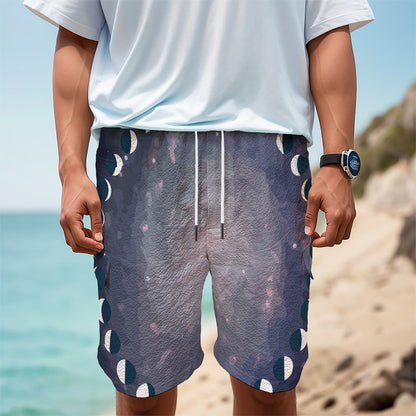Lunar Phase Cycle Print Men's Cargo Shorts