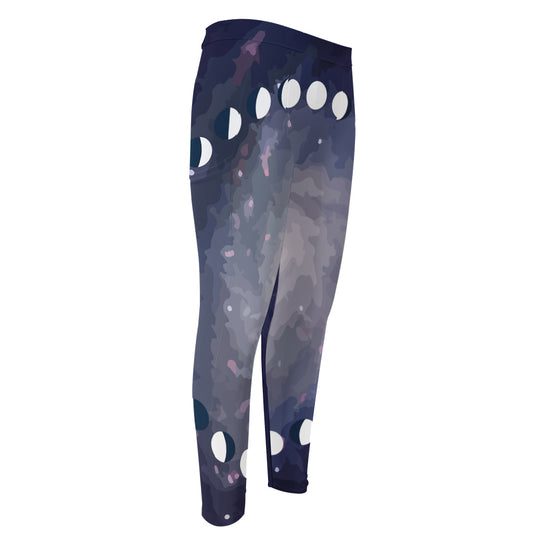 Lunar Phase Cycle Print Men's Compression Pants