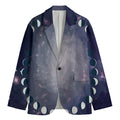 Lunar Phase Cycle Print Men's Cotton Blazer
