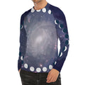 Lunar Phase Cycle Print Men's Long Sleeve Rash Guard
