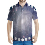 Lunar Phase Cycle Print Men's Polo Shirt